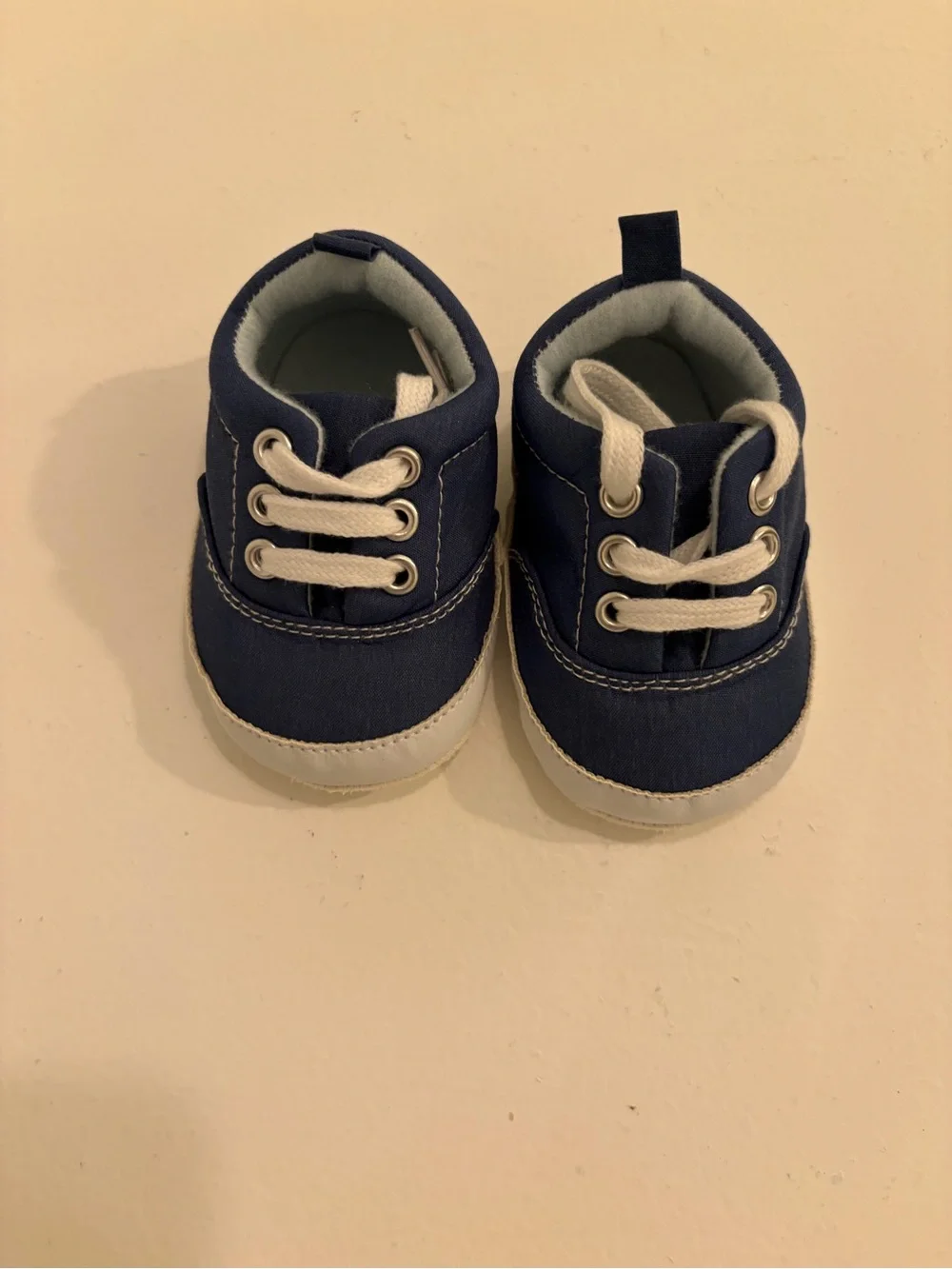 Navy Blue Baby Canvas Lace-Up Sneakers Soft Sole